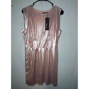 Allegra K Women's Sz S Pink Metallic Sleeveless Mini Sheath Dress Party NWT
